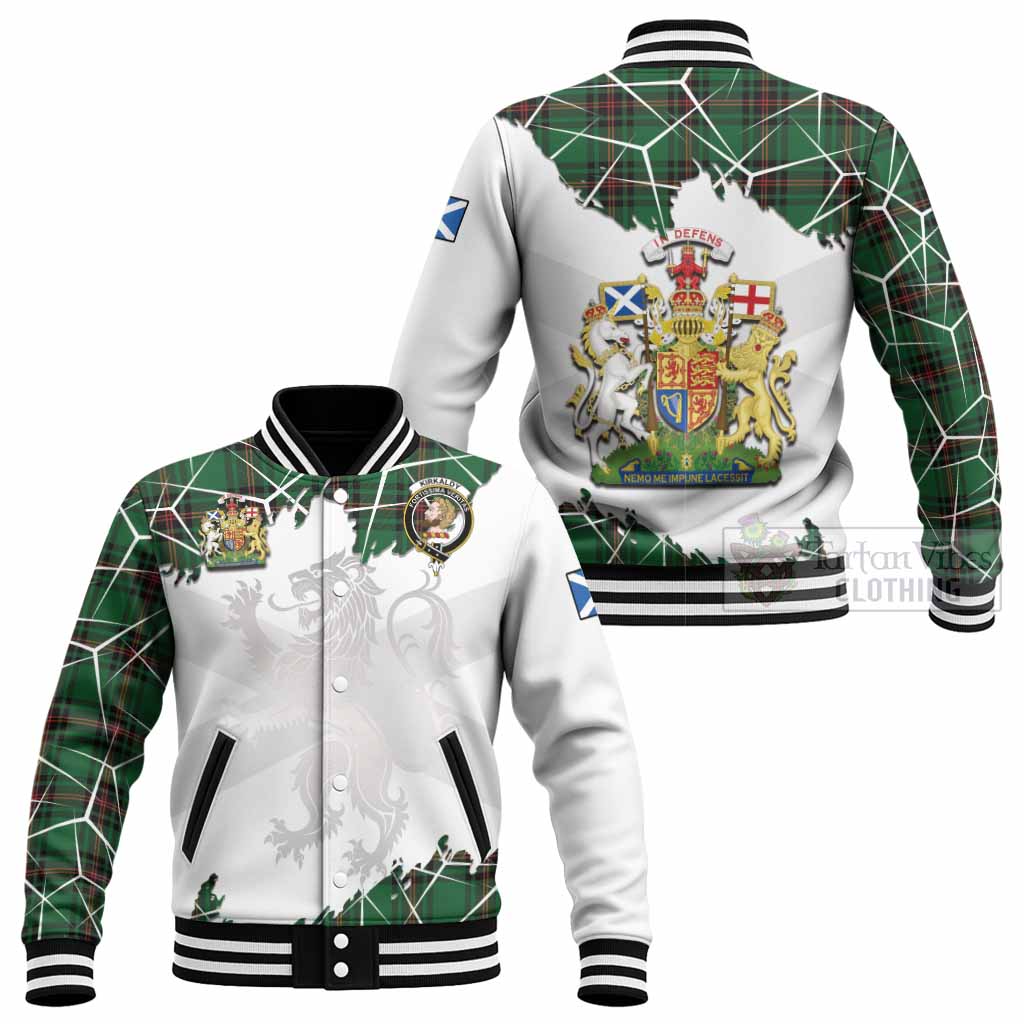 Kirkaldy Tartan Baseball Jacket with Family Crest and Lion Rampant Grunge Style