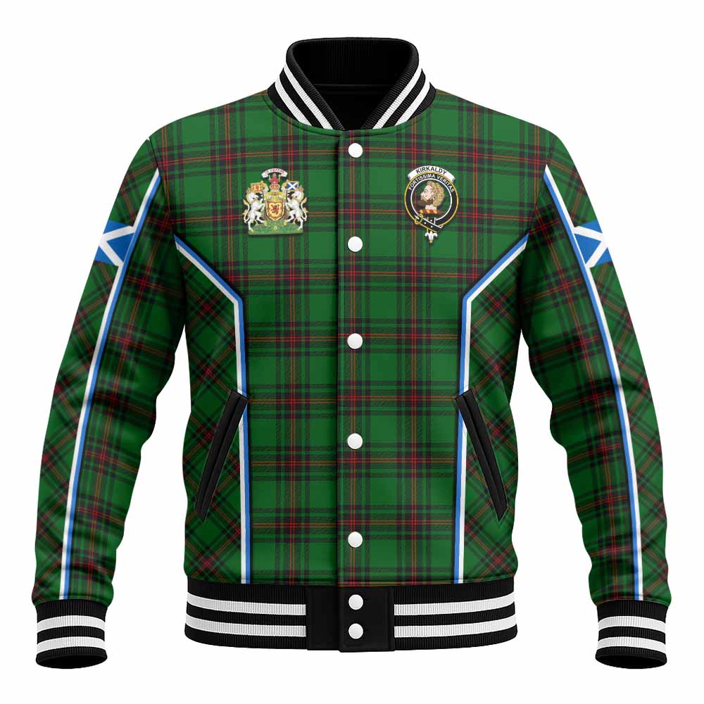 Kirkaldy Tartan Crest Baseball Jacket Scotland Coat of Arm Flag Style - Tartan Vibes Clothing
