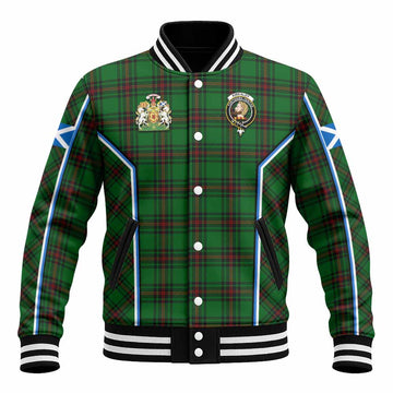 Kirkaldy Tartan Crest Baseball Jacket Scotland Coat of Arm Flag Style