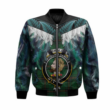 Kirkaldy Tartan Crest Bomber Jacket New Zealand Maori Korowai Cloak