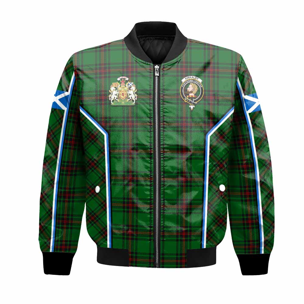 Kirkaldy Tartan Crest Bomber Jacket Scotland Coat of Arm Flag Style - Tartan Vibes Clothing