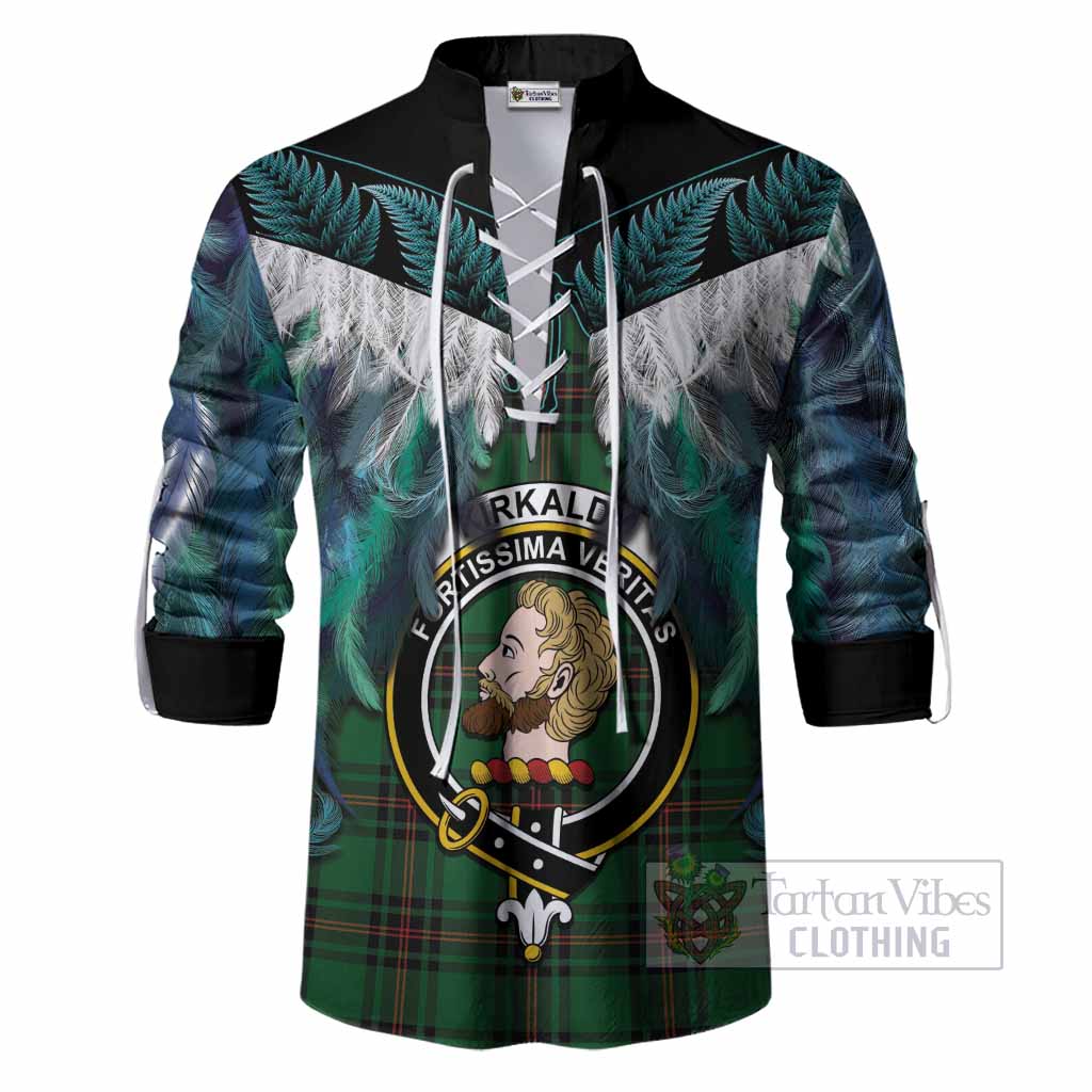 Kirkaldy Tartan Crest Ghillie Shirt New Zealand Maori Korowai Cloak