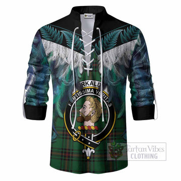 Kirkaldy Tartan Crest Ghillie Shirt New Zealand Maori Korowai Cloak