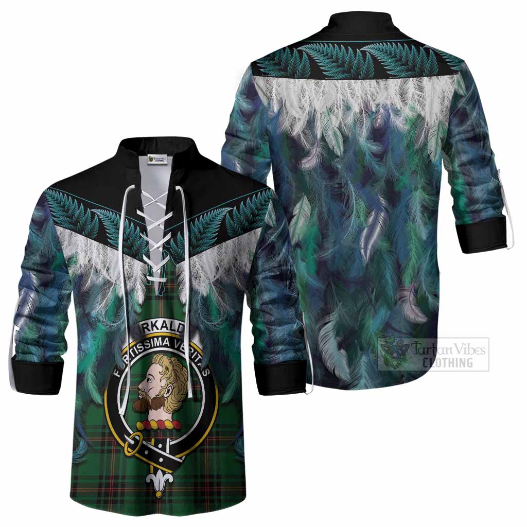 Kirkaldy Tartan Crest Ghillie Shirt New Zealand Maori Korowai Cloak
