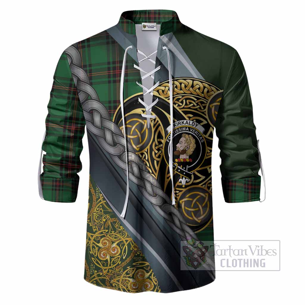 Kirkaldy Tartan Crest Ghillie Shirt Scottish Triskele Celtic