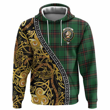Kirkaldy Tartan Crest Hoodie Celtic Knot and Triple Trickle Spiral Symbols
