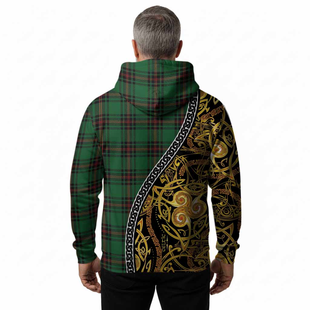 Kirkaldy Tartan Crest Hoodie Celtic Knot and Triple Trickle Spiral Symbols