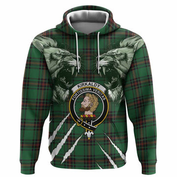 Kirkaldy Tartan Crest Hoodie Ferocious Lion Style
