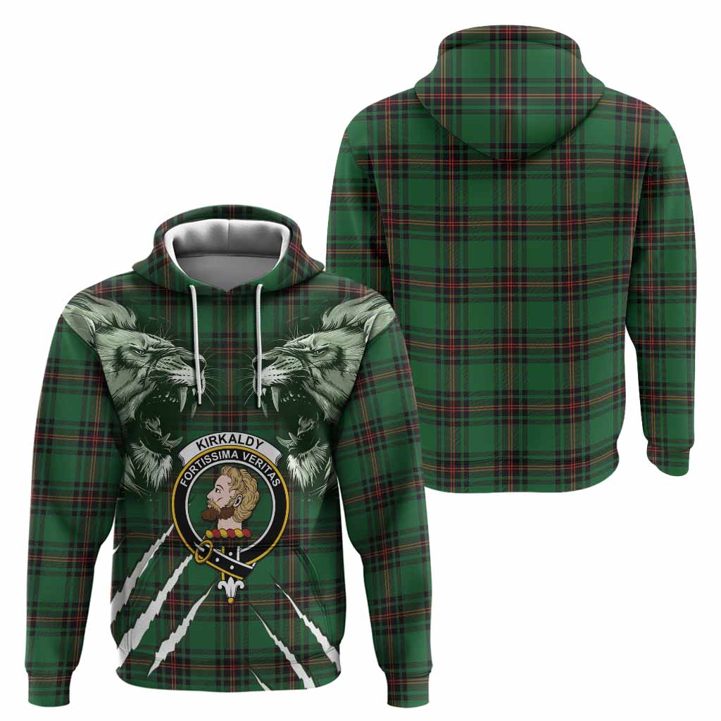 Kirkaldy Tartan Crest Hoodie Ferocious Lion Style