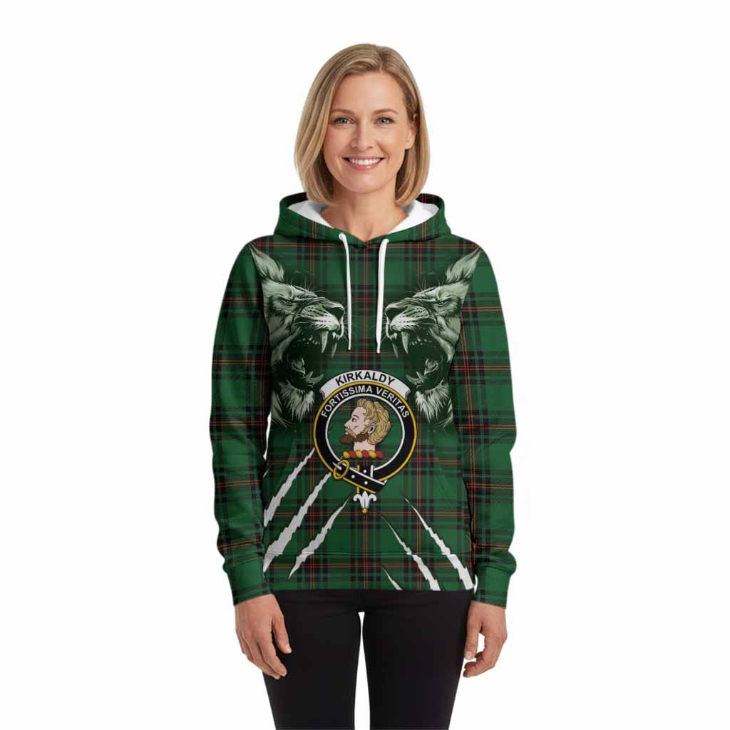 Kirkaldy Tartan Crest Hoodie Ferocious Lion Style