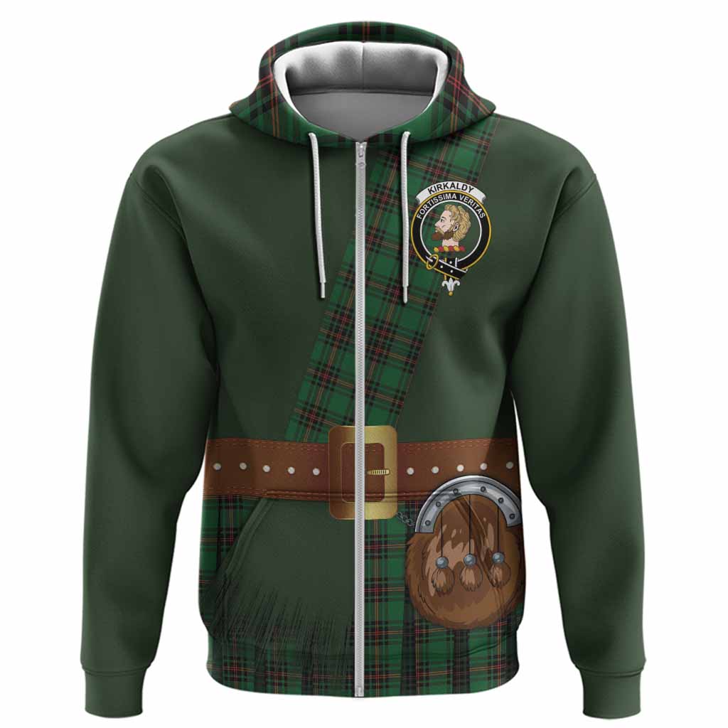 Kirkaldy Tartan Crest Hoodie Kilt Costume Style