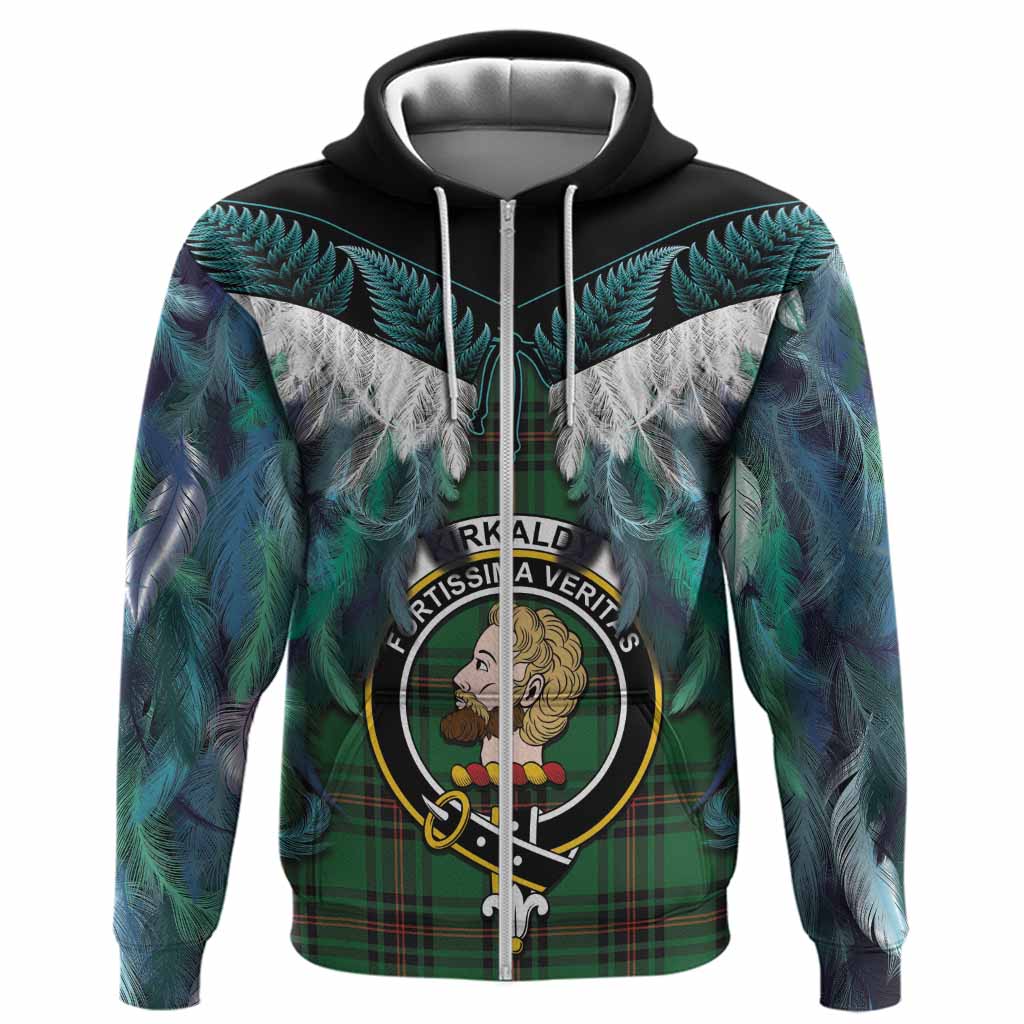 Kirkaldy Tartan Crest Hoodie New Zealand Maori Korowai Cloak