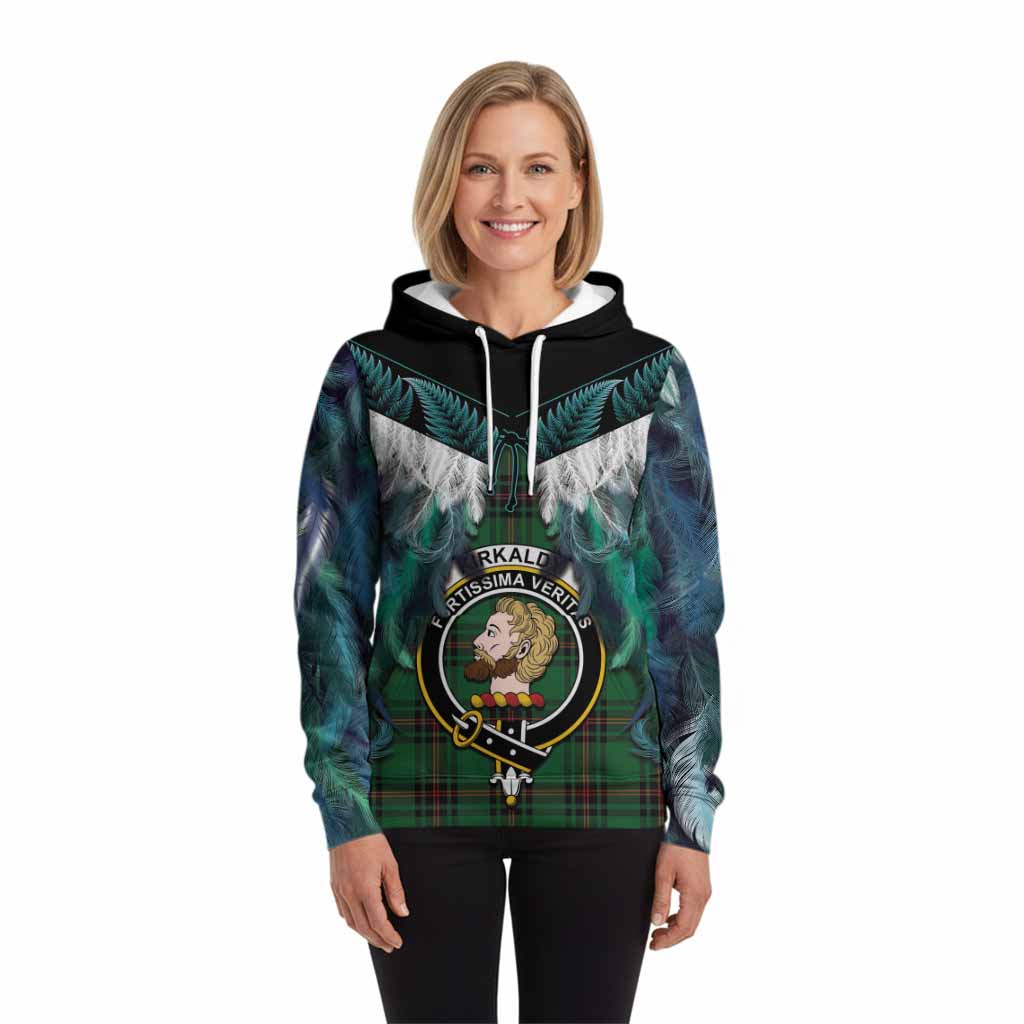 Kirkaldy Tartan Crest Hoodie New Zealand Maori Korowai Cloak