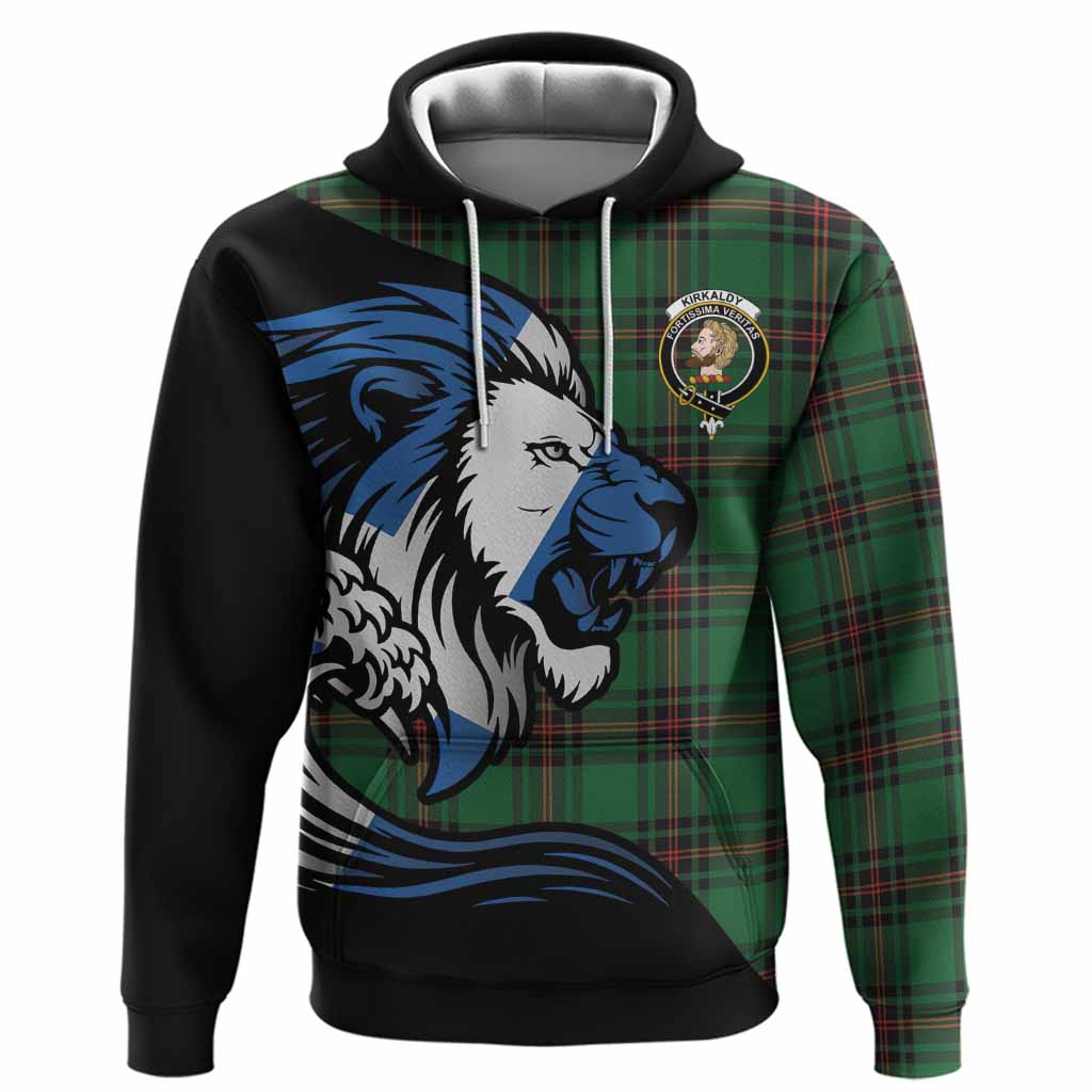 Kirkaldy Tartan Crest Hoodie Scottish Golden Lions Wave Flow