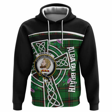Kirkaldy Tartan Crest Hoodie Scottish Thistle Celtic Cross Alba Gu Brath
