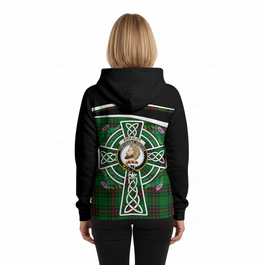 Kirkaldy Tartan Crest Hoodie Scottish Thistle Celtic Cross Alba Gu Brath