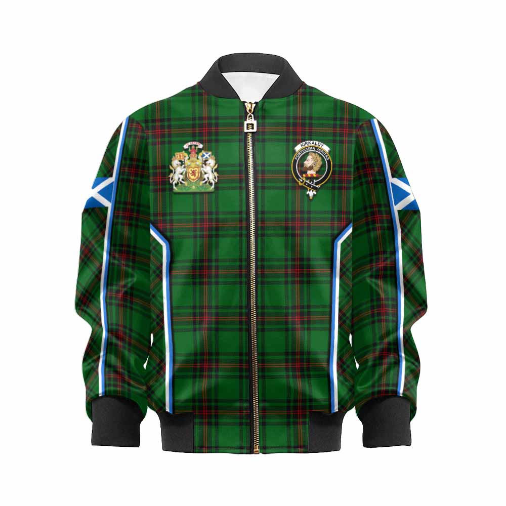 Kirkaldy Tartan Crest Kid Bomber Jacket Scotland Coat of Arm Flag Style - Tartan Vibes Clothing