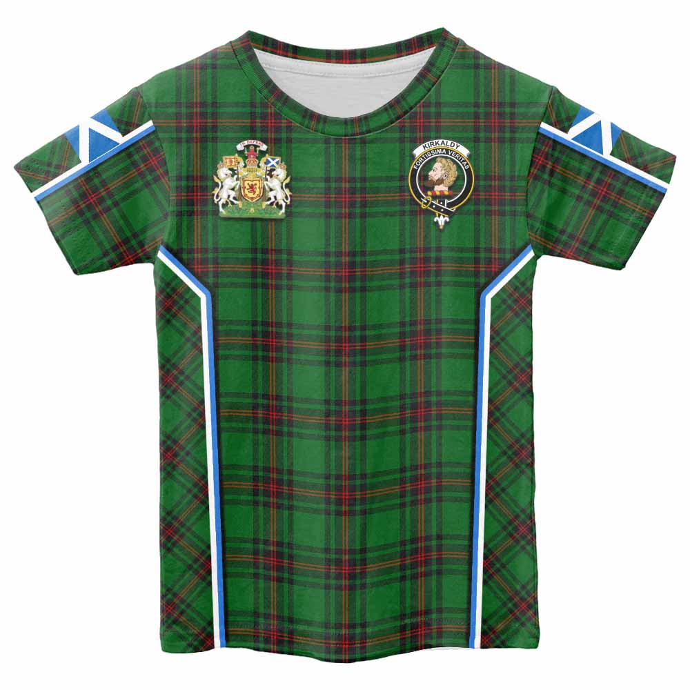 Kirkaldy Tartan Crest Kid T-shirt Scotland Coat of Arm Flag Style - Tartan Vibes Clothing