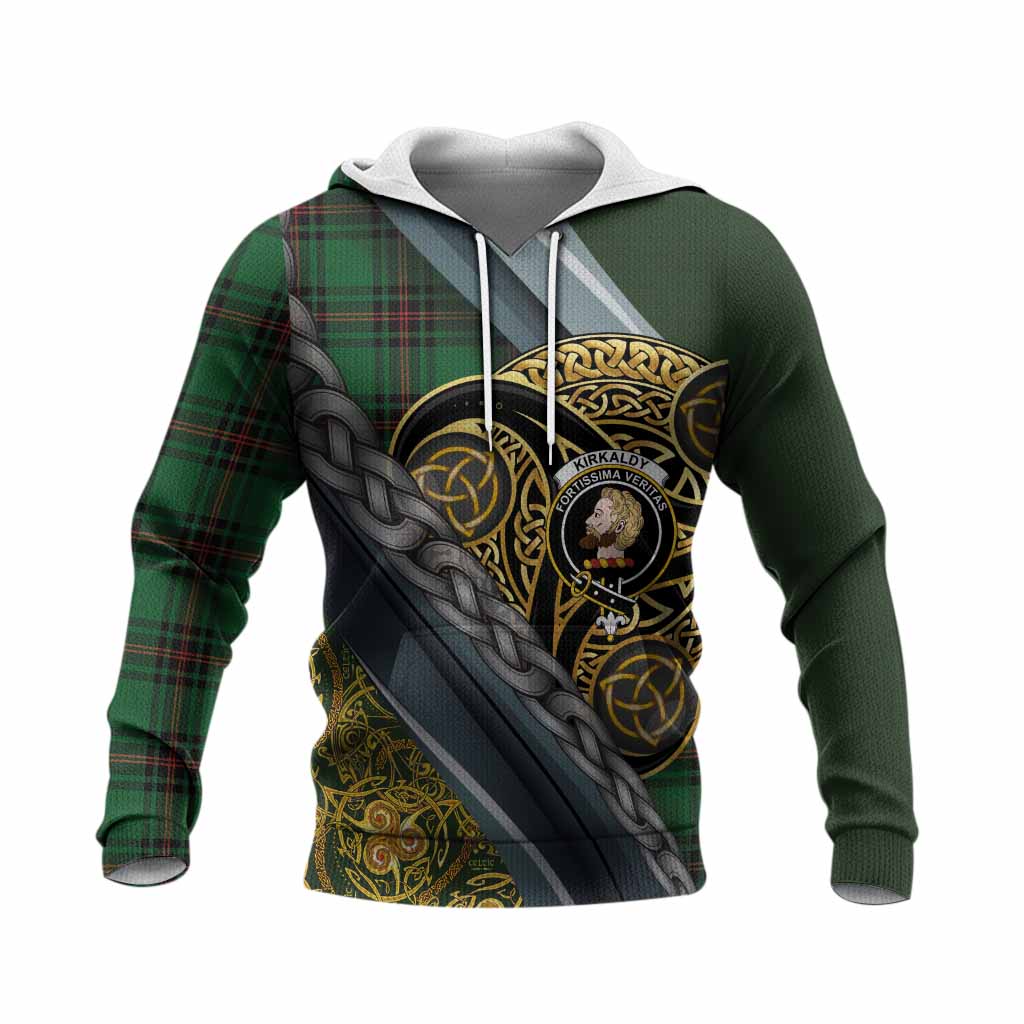 Kirkaldy Tartan Crest Knitted Hoodie Scottish Triskele Celtic