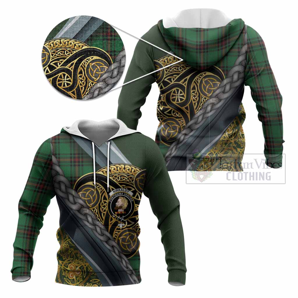 Kirkaldy Tartan Crest Knitted Hoodie Scottish Triskele Celtic