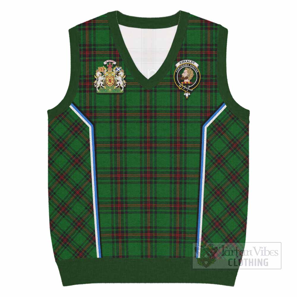 Kirkaldy Tartan Crest Knitted V-Neck Vest Scotland Coat of Arm Flag Style - Tartan Vibes Clothing