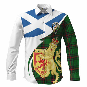 Kirkaldy Tartan Crest Lion Rampant Long Sleeve Button Shirts Classic Scottish Style