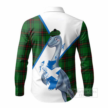 Kirkaldy Tartan Crest Loch Ness Monster Long Sleeve Button Shirts Nessie Scottish Map Tha Gradh Agam Air Alba