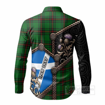 Kirkaldy Tartan Crest Long Sleeve Button Shirts Scottish Thistle Loch Ness Monster