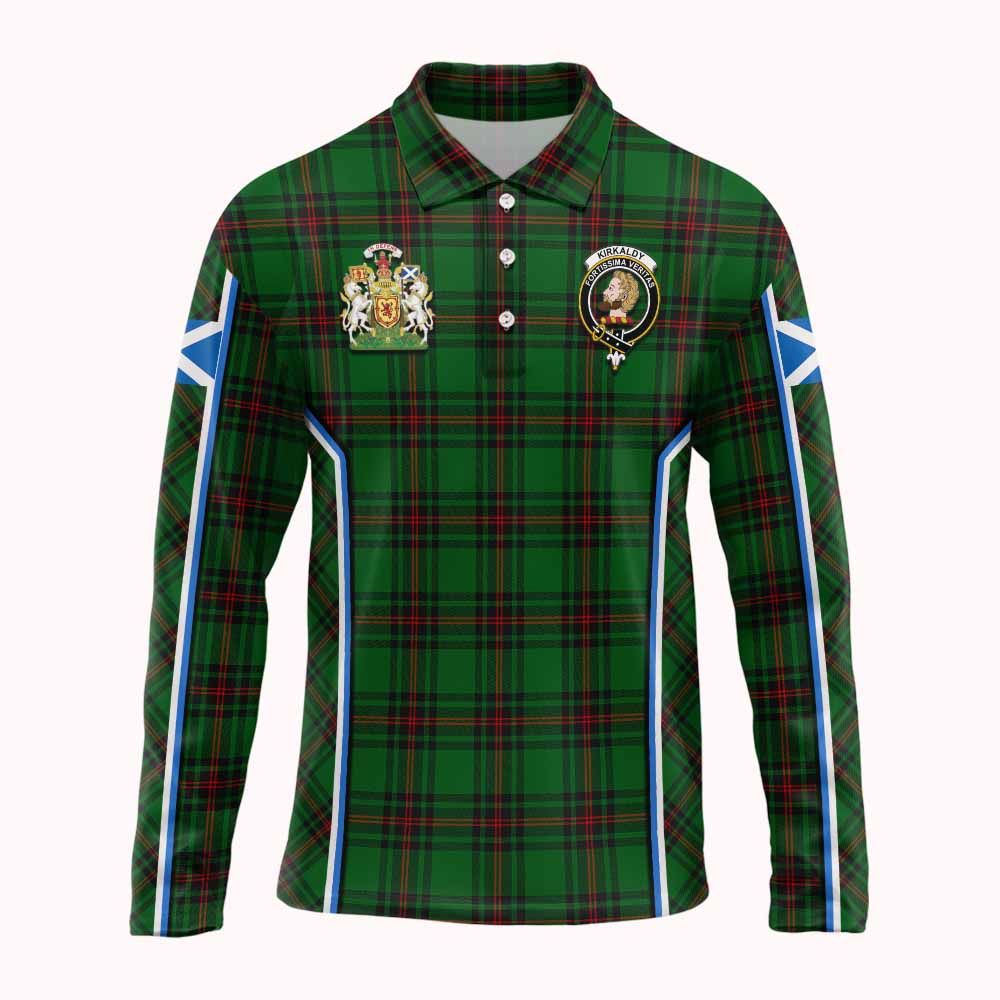 Kirkaldy Tartan Crest Long Sleeve Polo Shirt Scotland Coat of Arm Flag Style - Tartan Vibes Clothing