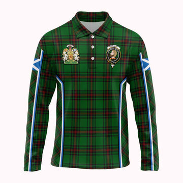 Kirkaldy Tartan Crest Long Sleeve Polo Shirt Scotland Coat of Arm Flag Style