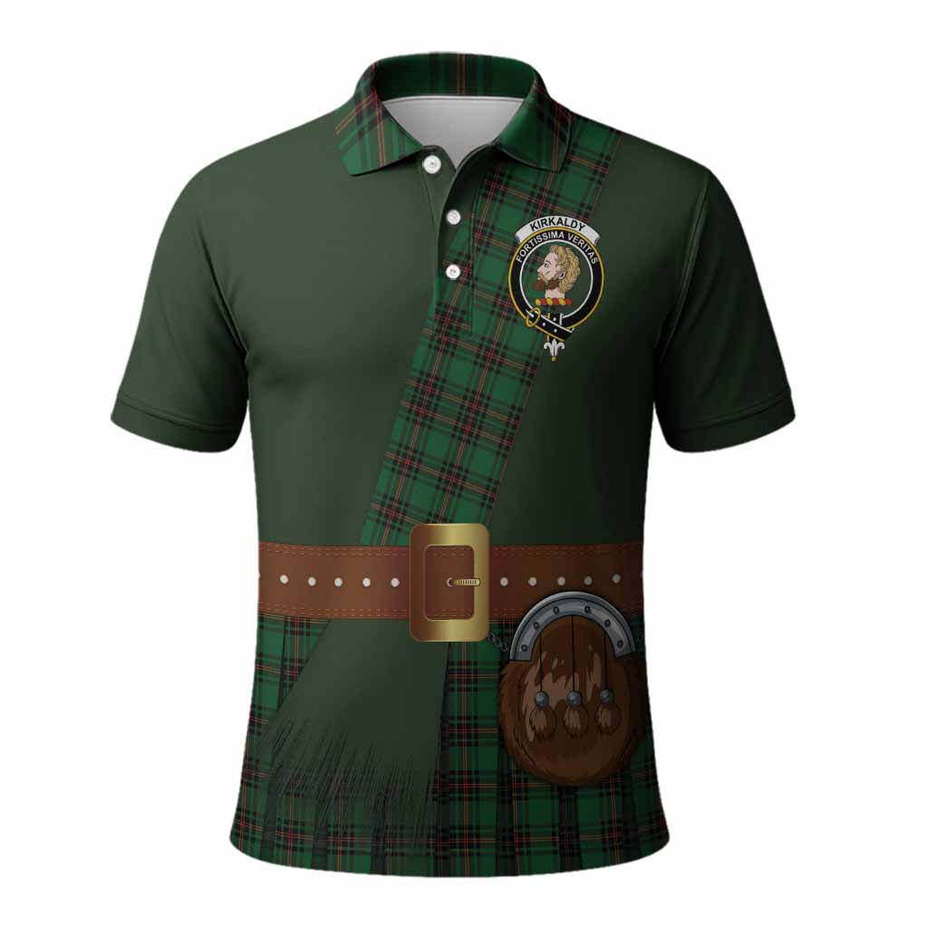 Kirkaldy Tartan Crest Polo Shirt Kilt Costume Style