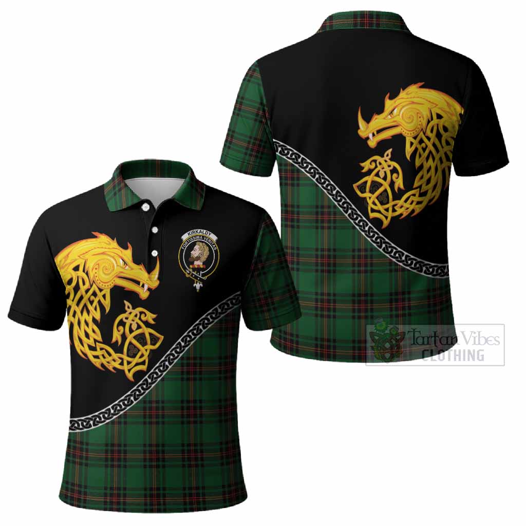 Kirkaldy Tartan Crest Polo Shirt Legendary Dragon Knot Half Style
