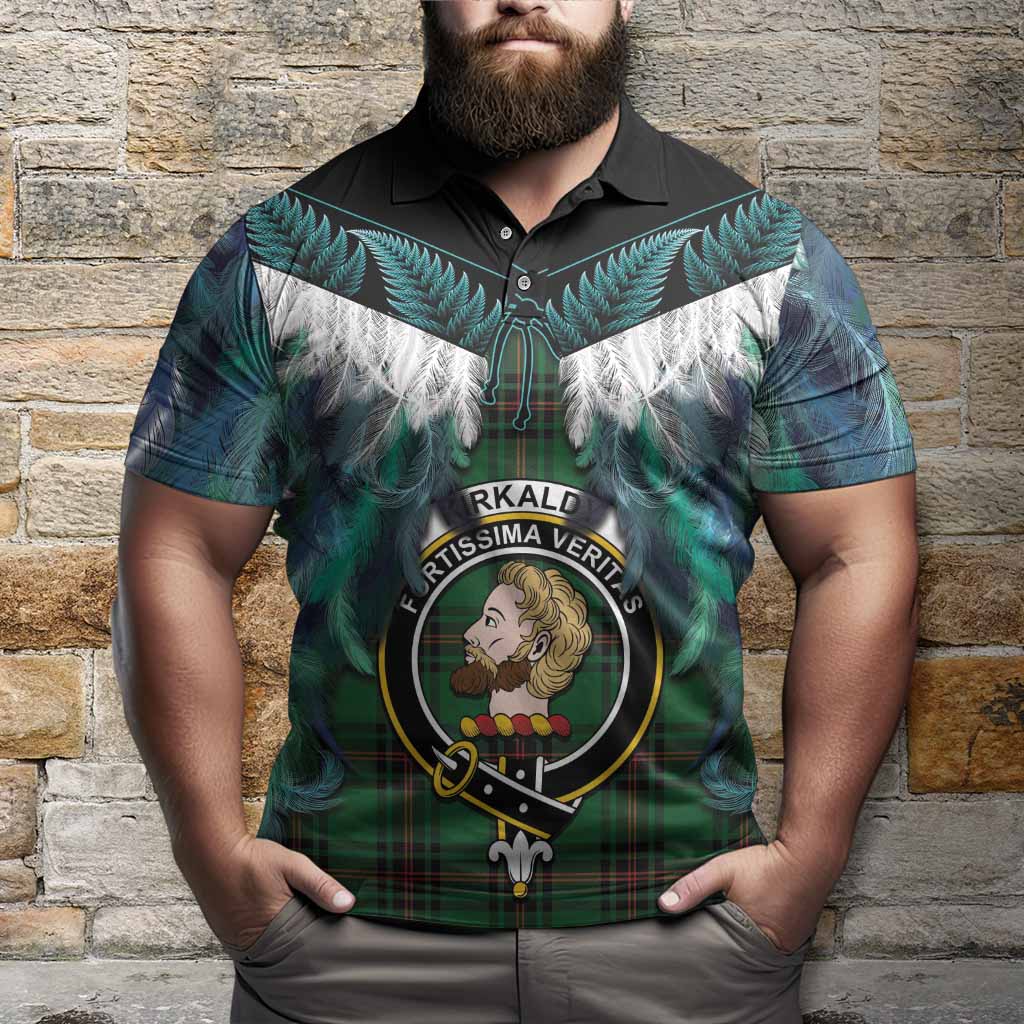 Kirkaldy Tartan Crest Polo Shirt New Zealand Maori Korowai Cloak