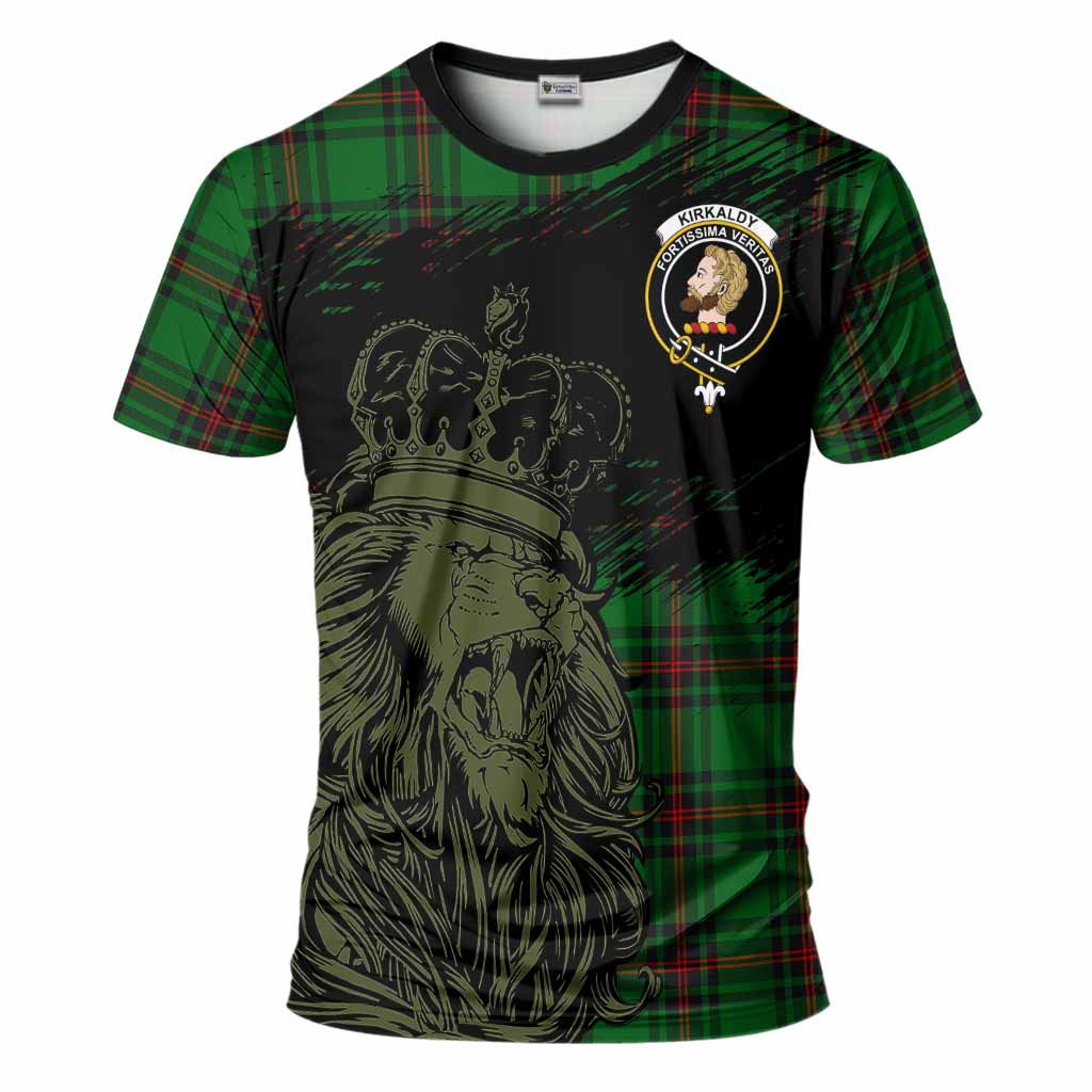 Kirkaldy Tartan Crest T-Shirt Crowned Lion Heritage Style
