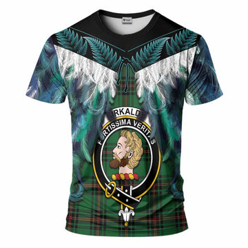 Kirkaldy Tartan Crest T-Shirt New Zealand Maori Korowai Cloak