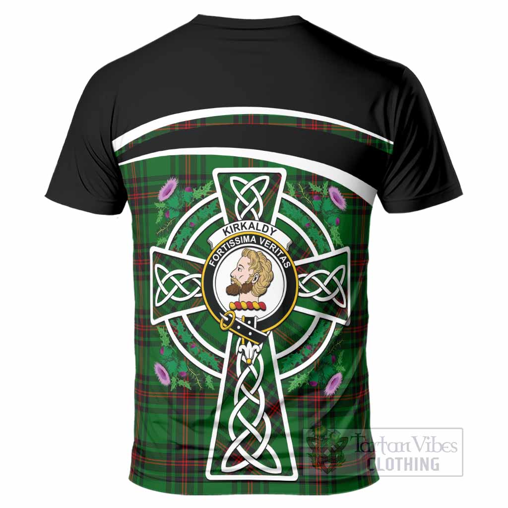 Kirkaldy Tartan Crest T-Shirt Scottish Thistle Celtic Cross Alba Gu Brath