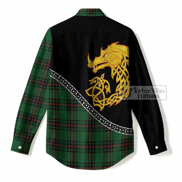 Kirkaldy Tartan Crest Women Casual Shirt Legendary Dragon Knot Half Style