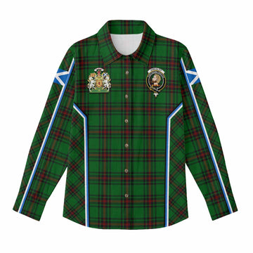 Kirkaldy Tartan Crest Women Casual Shirt Scotland Coat of Arm Flag Style - Tartan Vibes Clothing