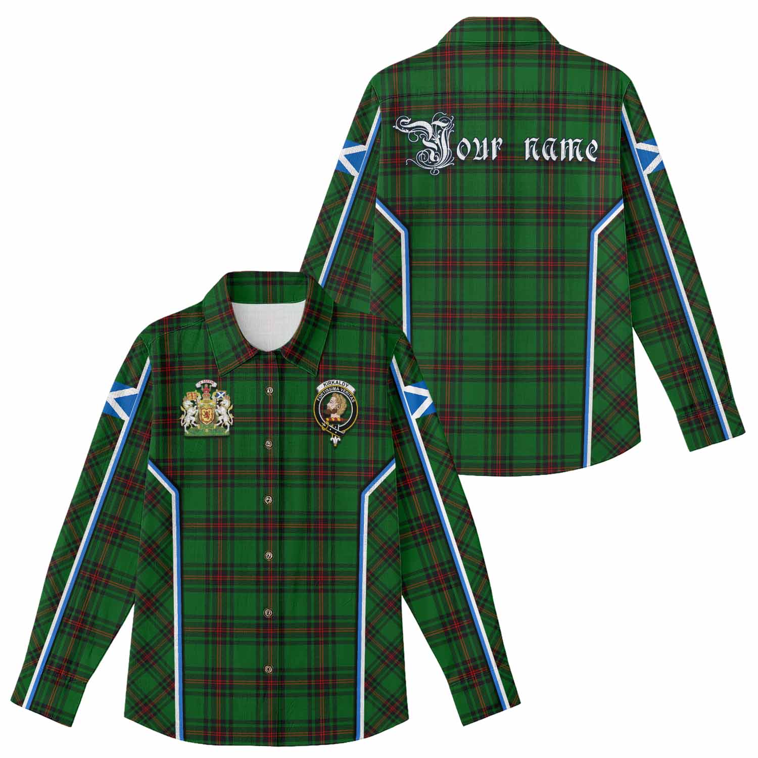 Kirkaldy Tartan Crest Women Casual Shirt Scotland Coat of Arm Flag Style - Tartan Vibes Clothing