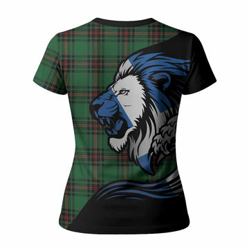 Kirkaldy Tartan Crest Women T shirt Scottish Golden Lions Wave Flow