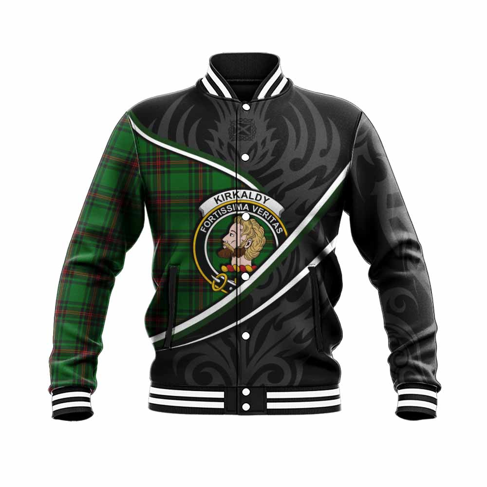 Kirkaldy Tartan Family Crest Baseball Jacket Celtic Scottish Thistle Floral - Tartan Vibes Clothing