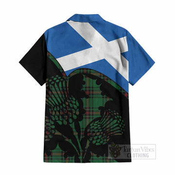Kirkaldy Tartan Family Crest Cotton Hawaiian Shirt Scotland Thistle Floral Flag Style