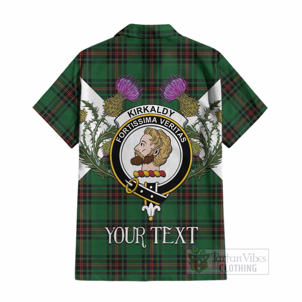 Kirkaldy Tartan Family Crest Cotton Hawaiian Shirt Scottish Burns Night Thistle Floral
