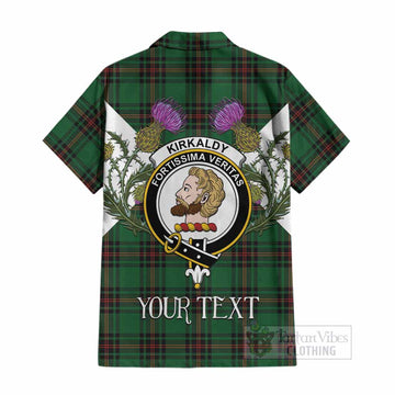 Kirkaldy Tartan Family Crest Cotton Hawaiian Shirt Scottish Burns Night Thistle Floral