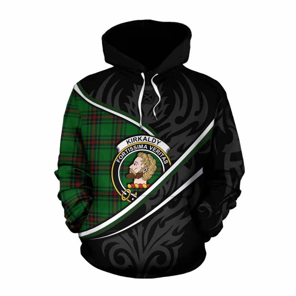 Kirkaldy Tartan Family Crest Cotton Hoodie Celtic Scottish Thistle Floral - Tartan Vibes Clothing