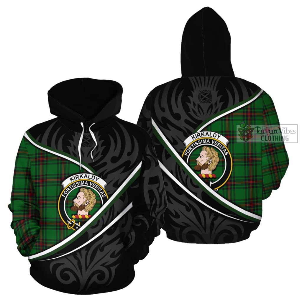 Kirkaldy Tartan Family Crest Cotton Hoodie Celtic Scottish Thistle Floral - Tartan Vibes Clothing
