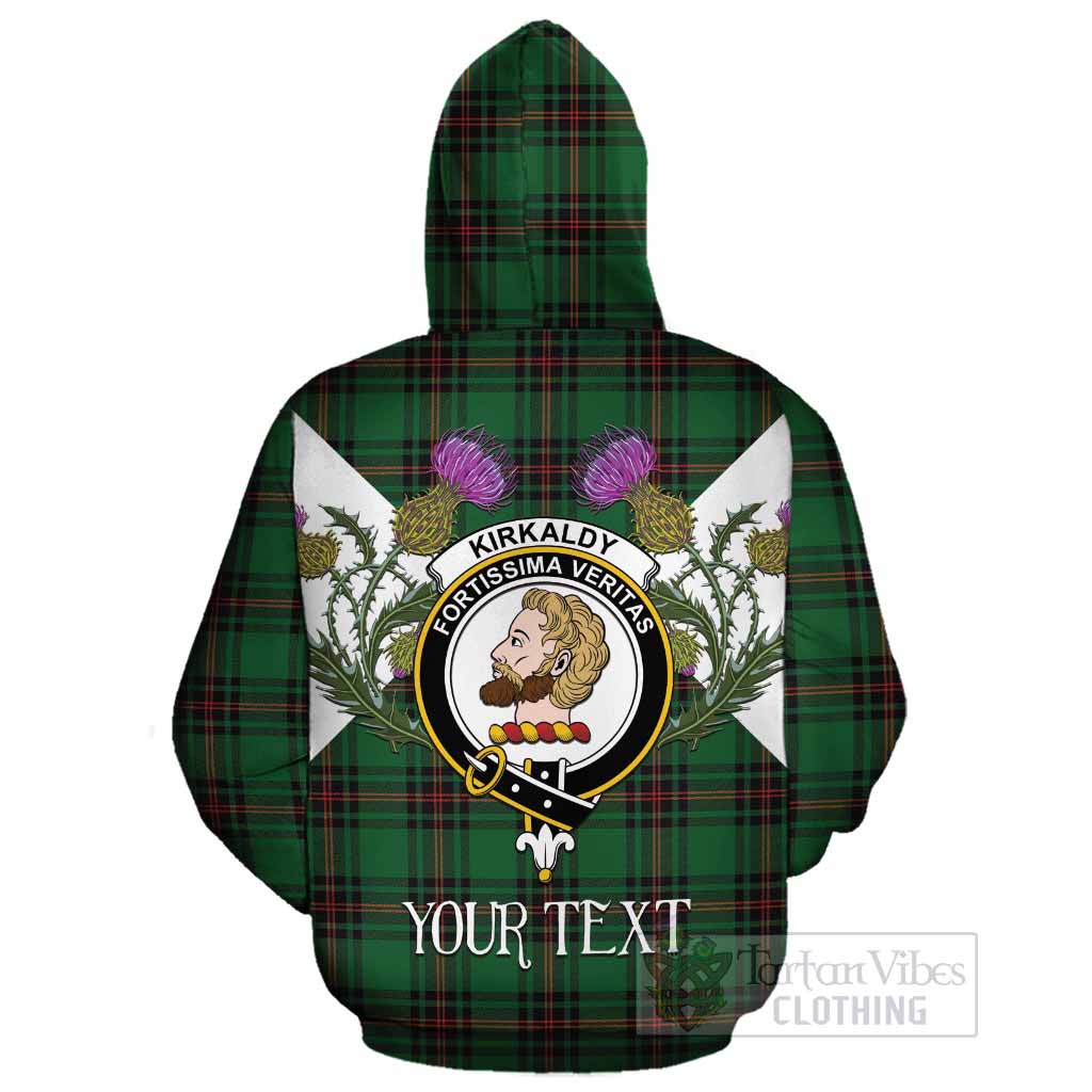 Kirkaldy Tartan Family Crest Cotton Hoodie Scottish Burns Night Thistle Floral