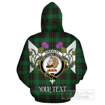 Kirkaldy Tartan Family Crest Cotton Hoodie Scottish Burns Night Thistle Floral
