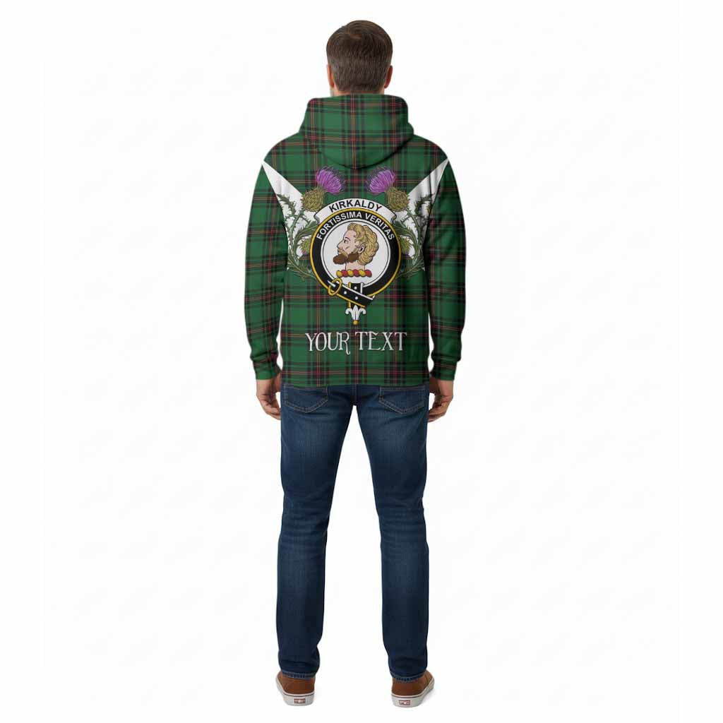 Kirkaldy Tartan Family Crest Cotton Hoodie Scottish Burns Night Thistle Floral