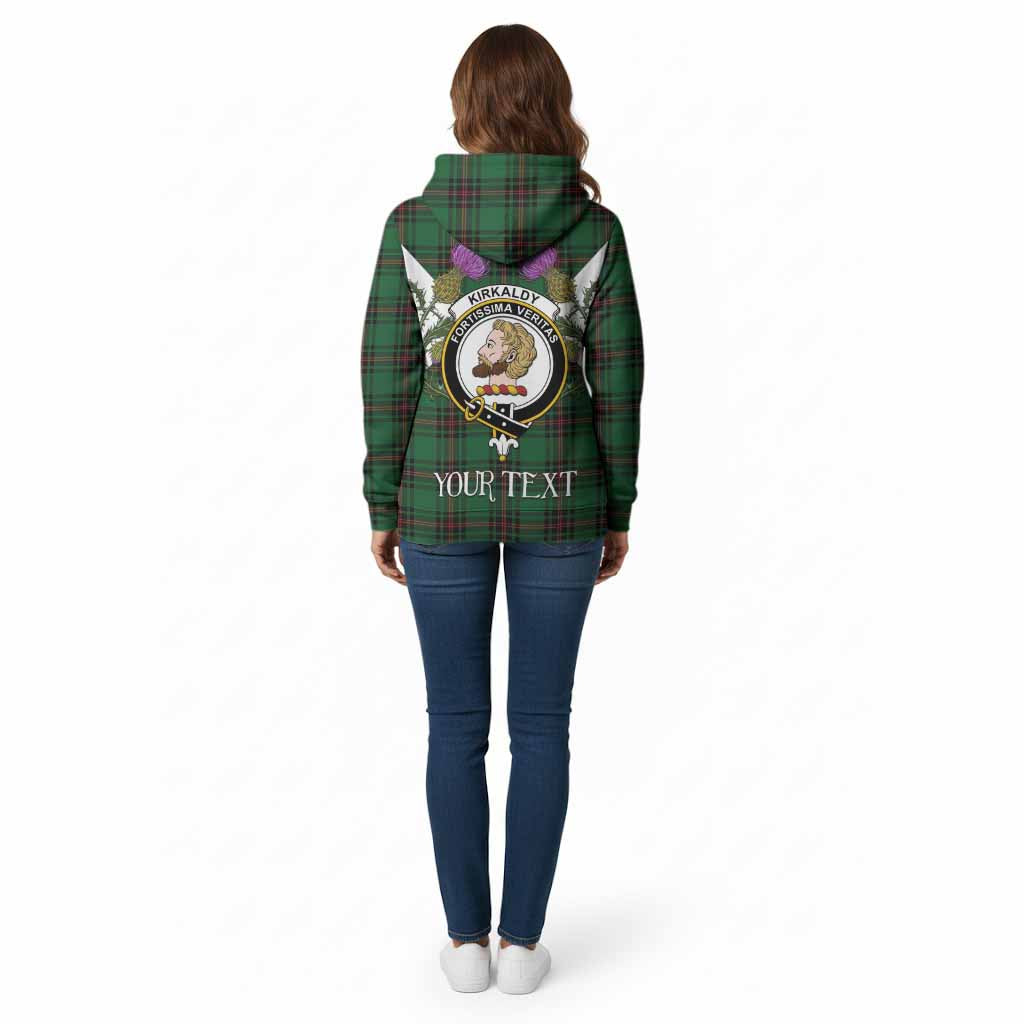 Kirkaldy Tartan Family Crest Cotton Hoodie Scottish Burns Night Thistle Floral